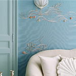 Обои с вышивкой ручной работы Amami Waves Moonbeam colourway on silk moire варинант исполнения - 2 | Loft Concept в Уфе