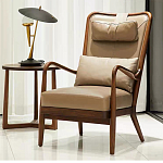 Кресло c каркасом из массива дерева и с мягким подголовником Walnut Armchair варинант исполнения - 1 | Loft Concept в Уфе