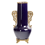 Ваза темно-синяя фарфоровая с бронзовыми ручками и ножками Eden Garden варинант исполнения - 1 | Loft Concept в Уфе