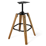 Барный стул со спинкой и металлической подставкой на 4-х деревянных ножках Синий Велюр Vendramin Chair варинант исполнения - 4 | Loft Concept в Уфе