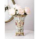 Ваза голубого цвета из фарфора с цветочным рисунком и бронзовой стрекозой Blue Garden варинант исполнения - 4 | Loft Concept в Уфе