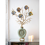 Ваза зеленая с бронзовыми ветвями и фарфоровыми рыбками Eden Garden варинант исполнения - 4 | Loft Concept в Уфе