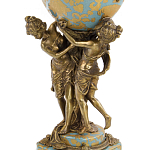 Ваза голубого цвета из фарфора с золотым растительным орнаментом и бронзовыми фигурками женщин Eden Garden porcelain and bronze варинант исполнения - 1 | Loft Concept в Уфе