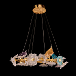 Люстра круглая на золотом каркасе с птичками и цветочным декором Miscellaneous herbs варинант исполнения - 2 | Loft Concept в Уфе