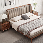 Кровать двуспальная с мягким изголовьем Moon Walnut Bed варинант исполнения - 1 | Loft Concept в Уфе