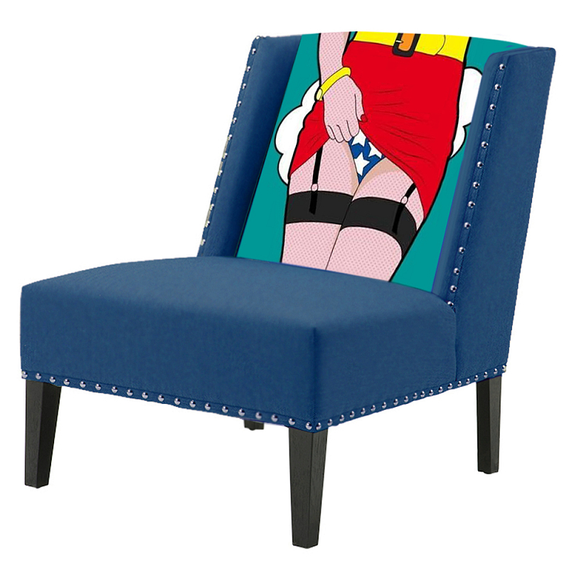 FUN Armchair "Super woman" Blue Дизайнерское кресло с цветным принтом Бирюзовый в Уфе | Loft Concept 