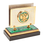 Настольный письменный набор из малахита и долерита с декором в виде герба России Leader Organizer варинант исполнения - 6 | Loft Concept в Уфе