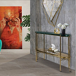 Консоль овальной формы золотая с полкой для хранения Craig варинант исполнения - 4 | Loft Concept в Уфе