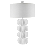 Настольная лампа белая с тканевым абажуром в форме цилиндра Morphing варинант исполнения - 4 | Loft Concept в Уфе