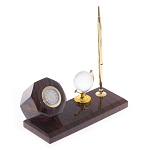 Настольный письменный набор с глобусом и ручкой из натурального обсидиана World Globe варинант исполнения - 2 | Loft Concept в Уфе