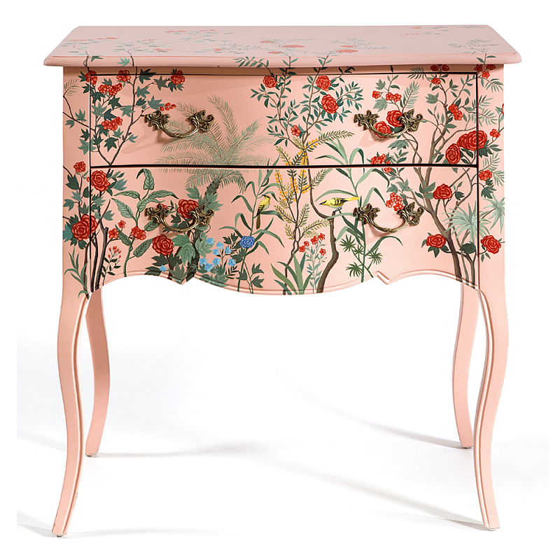 Комод розовый с росписью Цветы L.XV CHEST OF DRAWERS Flowers Розовый Мульти в Уфе | Loft Concept 