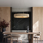 Люстра круглая из толстых деревянных реек Natural Style варинант исполнения - 4 | Loft Concept в Уфе