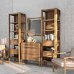 Витрина левая из массива дуба с 5-ю полками и 2-мя ящиками Tasteful Furniture варинант исполнения - 3 | Loft Concept в Уфе