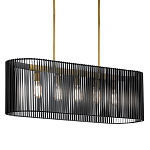 Люстра подвесная овальной формы с металлическим решетчатым абажуром матово-черного цвета и 5 лампами Kichler варинант исполнения - 1 | Loft Concept в Уфе