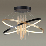 Люстра подвесная с 2-мя пересекающимися круглыми подвесами в черном и золотистом цвете и вертикальными подвесками Ring Horizontal варинант исполнения - 2 | Loft Concept в Уфе