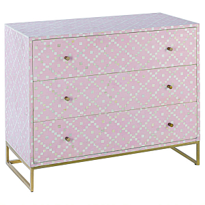 Комод инкрустация костью Pink Indian Bone Inlay 3 drawer Розовый