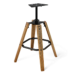 Барный стул со спинкой и подлокотниками на 4-х коричневых деревянных ножках Бежевый Велюр Ava Charm варинант исполнения - 6 | Loft Concept в Уфе