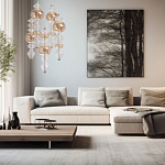 Люстра с плафонами из прозрачного и янтарного стекла в виде шаров и ромбов Gabriel Scott Luna варинант исполнения - 12 | Loft Concept в Уфе