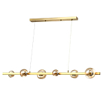 Люстра светодиодная линейная с 6-ю круглыми плафонами коньячного цвета Iona Chandelier Brass  варинант исполнения - 1 | Loft Concept в Уфе