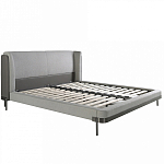Кровать двуспальная серая с мягким изголовьем из экокожи и ткани Modern Look варинант исполнения - 2 | Loft Concept в Уфе
