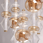 Люстра с плафонами из прозрачного и янтарного стекла в виде шаров и ромбов Gabriel Scott Luna варинант исполнения - 8 | Loft Concept в Уфе