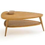 Журнальный стол из массива дуба и декором из плетеного ротанга Reyer Rattan Coffee Table варинант исполнения - 2 | Loft Concept в Уфе