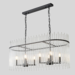 Люстра подвесная овальная со стеклянными прозрачными трубками и металлическим каркасом черного цвета Nembus варинант исполнения - 5 | Loft Concept в Уфе