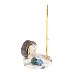 Часы настольные с шариковой металлической ручкой из натурального камня Stone Clock варинант исполнения - 2 | Loft Concept в Уфе