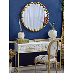 Зеркало круглое в фактурной золотистой раме из металла Mirror Golden Placer варинант исполнения - 2 | Loft Concept в Уфе