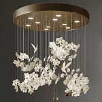 Люстра каскадная с белыми цветами и птицами Takeoff варинант исполнения - 1 | Loft Concept в Уфе