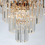 Люстра из черного металла с многоярусными подвесками из прозрачного хрусталя на золотой цепи Empire Black Chandelier Crystal варинант исполнения - 7 | Loft Concept в Уфе