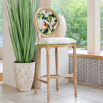 Барный стул золотистый из натурального бука с изображением птицы и цветов Blooming Birds варинант исполнения - 2 | Loft Concept в Уфе