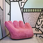 Дизайнерское плюшевое розовое кресло в форме руки Poltronova Joe Plush Taffy Pink Armchair варинант исполнения - 2 | Loft Concept в Уфе