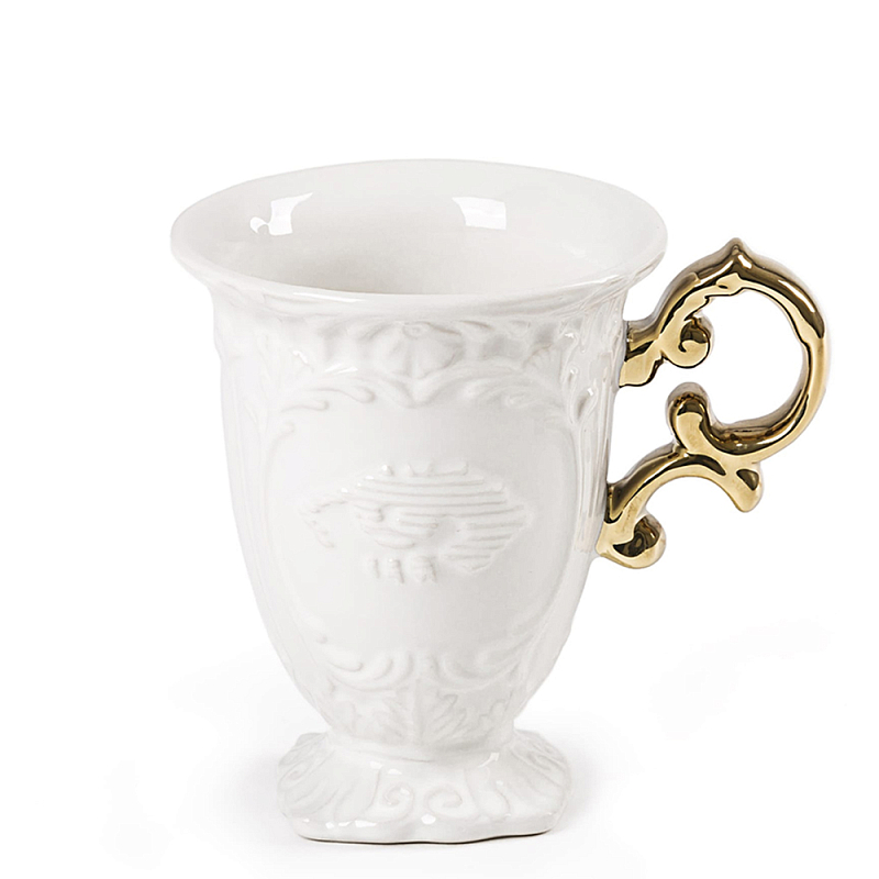 Кружка Seletti I-Mug Gold Белый Золотой в Уфе | Loft Concept 