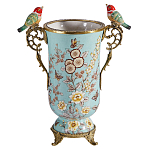 Ваза с двумя птичками из фарфора с бронзовыми элементами Garden of Eden варинант исполнения - 1 | Loft Concept в Уфе