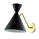 Бра черного цвета с конусообразным плафоном на золотом основании Loft Metal варинант исполнения - 1 | Loft Concept в Уфе