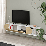 ТВ-тумба подвесная белая с полкой и откидной дверцей цвета древесины TONE TV STAND WHITE варинант исполнения - 3 | Loft Concept в Уфе