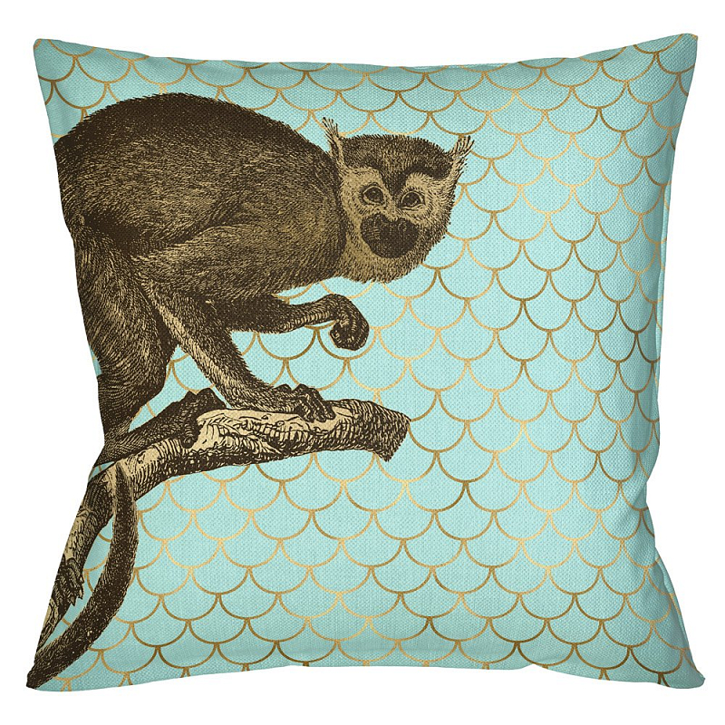 Подушка Safari light blue monkey Бирюзовый Глянцевое золото Подушка Safari light blue monkey Бирюзовый Глянцевое золото в Уфе | Loft Concept