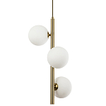 Подвесной светильник с 3-мя сферическими плафонами из матового стекла Pearls Suspension Brass Tube Hanging Lamp варинант исполнения - 1 | Loft Concept в Уфе