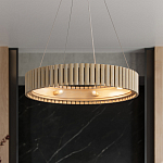 Люстра круглая из толстых деревянных реек Natural Style варинант исполнения - 5 | Loft Concept в Уфе