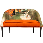 Диван двухместный из натурального бука оранжевый с цветным принтом Impressionism in Art варинант исполнения - 1 | Loft Concept в Уфе
