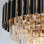 Люстра из черного металла с многоярусными подвесками из прозрачного хрусталя на золотой цепи Empire Black Chandelier Crystal варинант исполнения - 6 | Loft Concept в Уфе