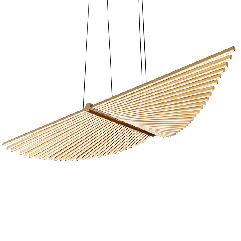 Люстра в виде распахнутых крыльев из тонких металлических планок Flight of Freedom Черный Золотой в Уфе | Loft Concept 