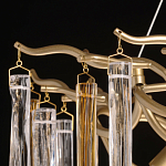 Люстра линейная золотого цвета с декоративными ветвями и длинными стеклянными подвесками в форме сосулек Droplet Chandelier варинант исполнения - 7 | Loft Concept в Уфе