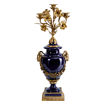 Подсвечник из темно-синего фарфора с бронзовыми элементами и цветами Eden Garden варинант исполнения - 1 | Loft Concept в Уфе