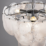 Люстра из белых стеклянных дисков на серебрянном каркасе White Glowing Reflectors варинант исполнения - 5 | Loft Concept в Уфе