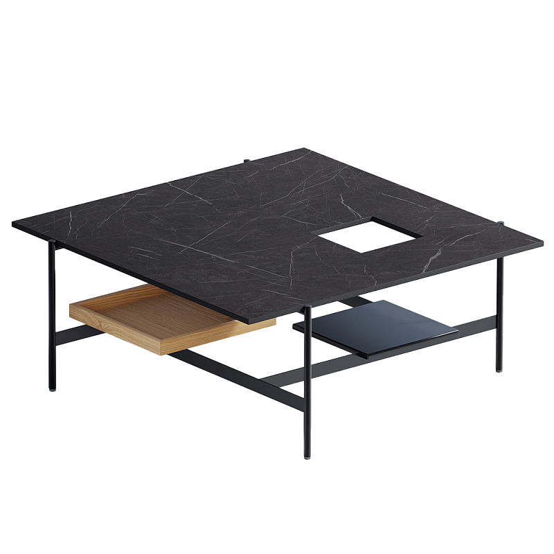 Karat журнальный столик цвета тёмный камень с съемным подносом Серый Черный в Уфе | Loft Concept 