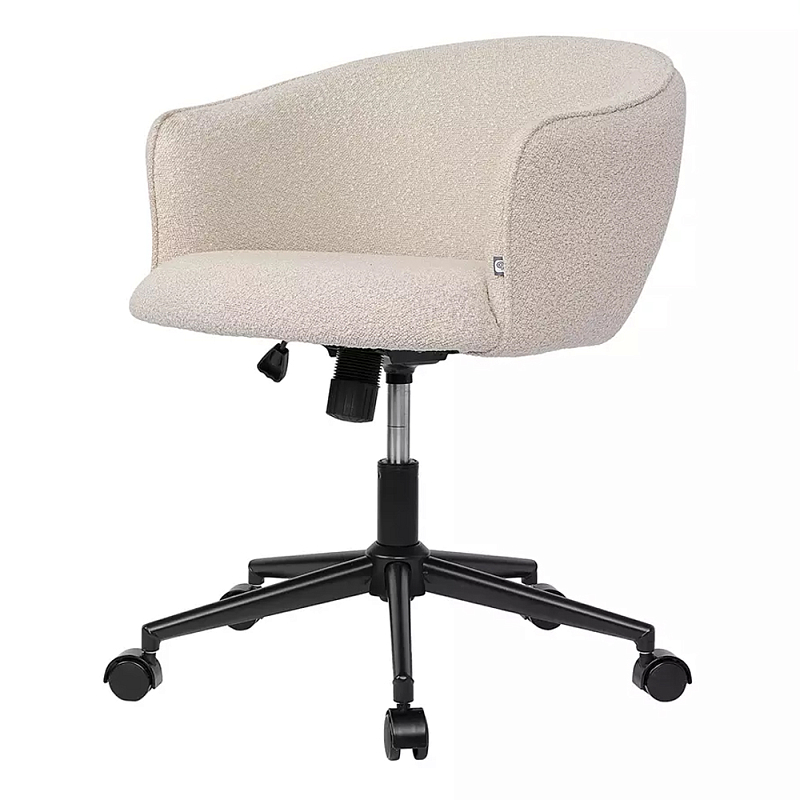 Кресло офисное полукруглое с буклированной обивкой Adjustable Chair Бежевый Кресло офисное полукруглое с буклированной обивкой Adjustable Chair Бежевый в Уфе | Loft Concept