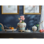 Блюдо овальное из голубого фарфора с ручками в виде бабочек и цветочным рисунком Blue Garden варинант исполнения - 4 | Loft Concept в Уфе