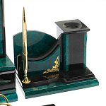 Настольный письменный набор из змеевика тёмно-зелёного цвета с декором в виде орла Successful Leader варинант исполнения - 5 | Loft Concept в Уфе